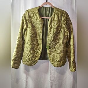 Zoey  Womens Green Jacket Size M Embroidered Reversible Metallic Polyester